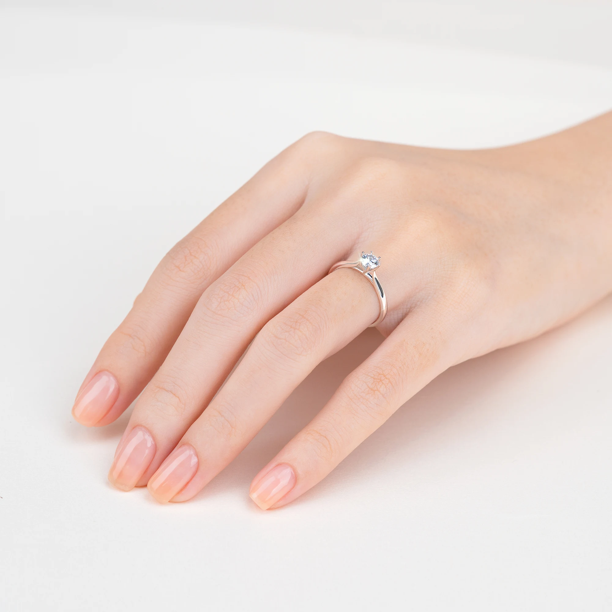 Basic Shiny Cathedral Engagement Ring with Six Prong Setting NCH1503 6